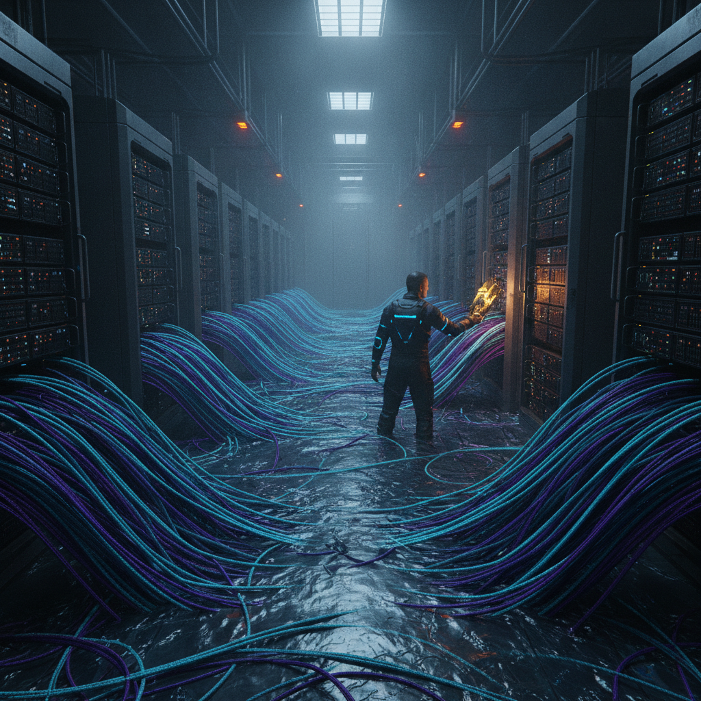 هل يمكن أن تمتلئ شبكة الإنترنت؟ رسم توضيحي لمراكز بيانات ضخمة تجيب على هل يمكن أن تمتلئ شبكة الإنترنت
