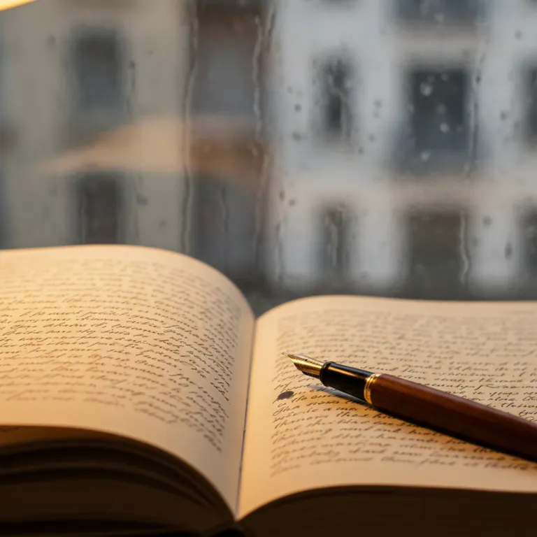 صورة واقعية لدفتر يوميات مفتوح مع قلم ترمز للكتابة الشعرية الحزينة