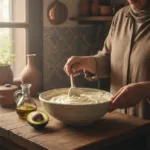 وعاء يحتوي مكونات طبيعية لاستخدامها في طريقة صنع حمامات كريم للشعر